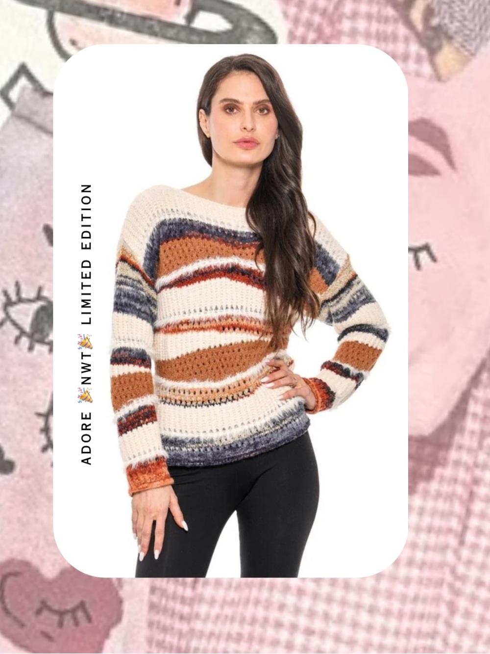 π π cozy warm mixed media yarn soft pullover sweater